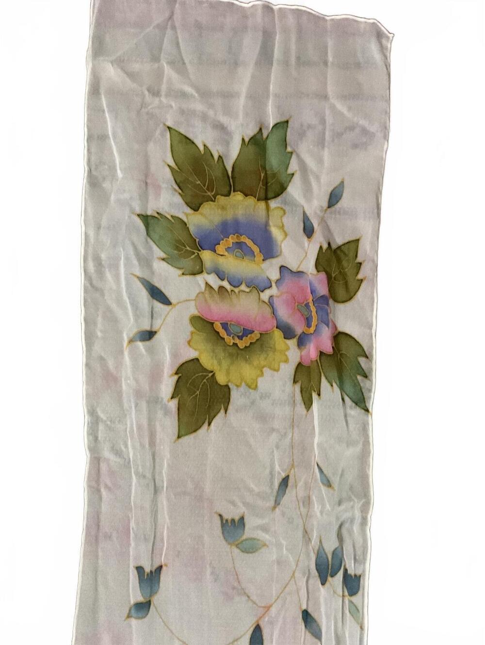 Keke 100% Silk Floral Scarf - Lightweight and Elegant - Picture 7 of 8